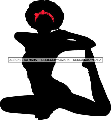 Afro Woman Silhouette Doing Yoga Meditating Relax Meditate .SVG Cutting Files For Silhouette Cricut and More!
