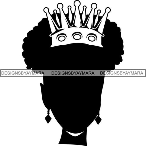 Black Afro Queen Silhouette Style SVG Cut Files