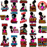 Bundle 20 Afro Woman Drinking Wine Feeling Fine Relax SVG Cutting Files For Silhouette Cricut and More!