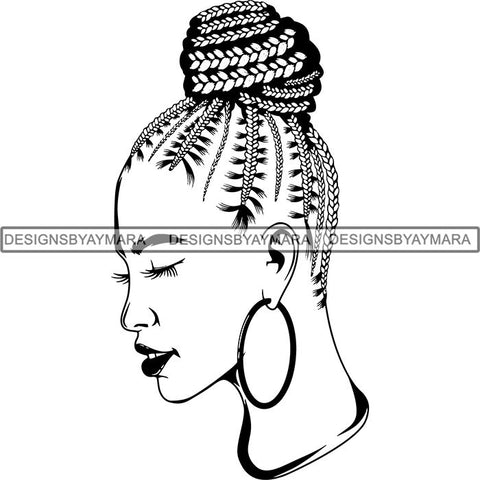 Afro Woman Braids Dreads Dreadlocks Hairstyle SVG Cut Files For Silhouette and Cricut