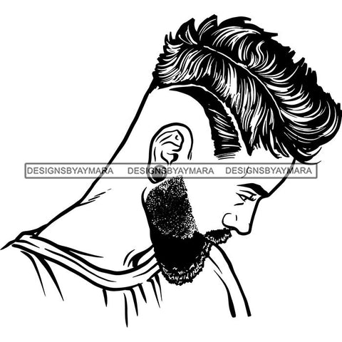 Attractive Man Bearded Hipster Model Fashion Male Guy Stylish Mustache Close-up Sexy Macho Manly SVG Files For Cutting