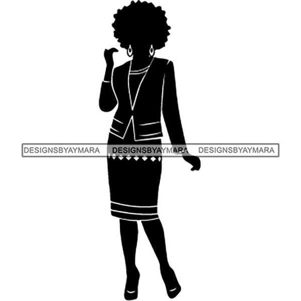 Afro Classy Church Lady Silhouette Glamour Beautiful Model SVG Files For Cutting and More!