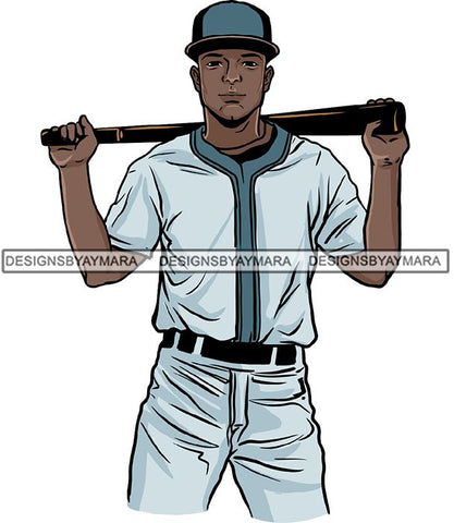 Attractive Black Man Baseball Player Bat Sport Hipster Model Fashion Male Guy Hombre Masculino Guapo Stylish Close-up Sexy Macho Manly SVG Files For Cutting