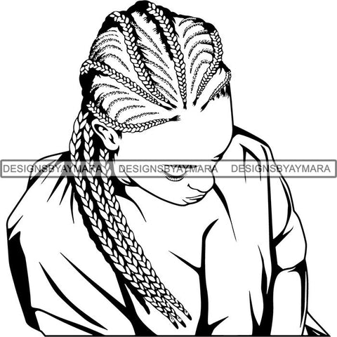 Afro Woman Braids Dreads Dreadlocks Hairstyle SVG Cut Files For Silhouette and Cricut