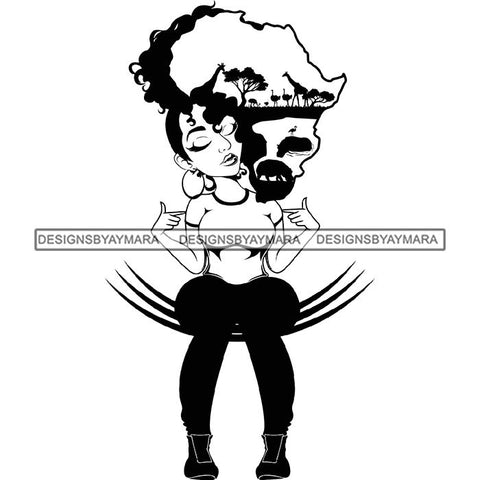 African American Woman Goddess Safari Savanna Africa Continent SVG Files For Cutting and More!