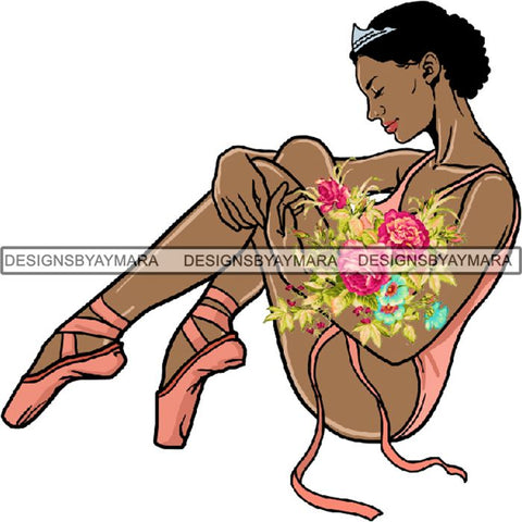 Afro Black Ballerina Woman Ballet Dancer .PNG Print File Not For Cutting