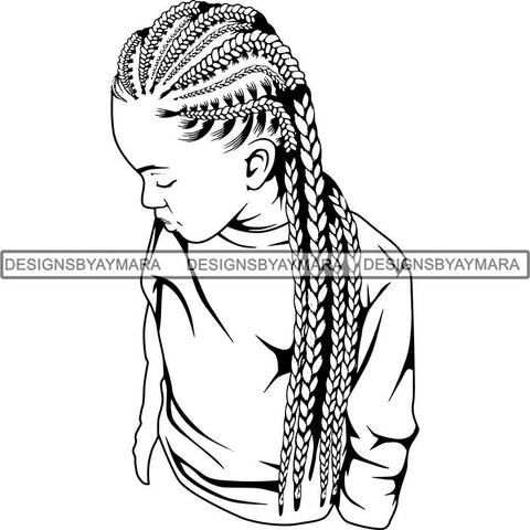 Afro Woman Braids Dreads Dreadlocks Hairstyle SVG Cut Files For Silhouette and Cricut