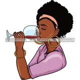 Afro Lola Drinking Wine Life Relax Chilling SVG Cutting Files For Silhouette Cricut and More! Amazing Graphics!