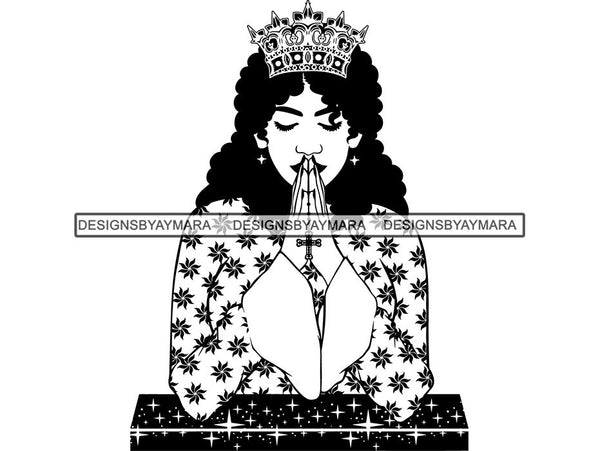 Classy Lady Praying God SVG Cut Files For Silhouette Cricut and More.