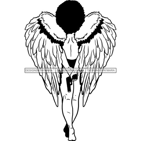 Afro Angel Black Woman SVG Cutting Files For Silhouette Cricut and More