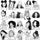 Bundle 20 Ghetto Woman Face American Gangster Urban Swag Hip Hop Girl .SVG Cutting Files For Silhouette Cricut and More!