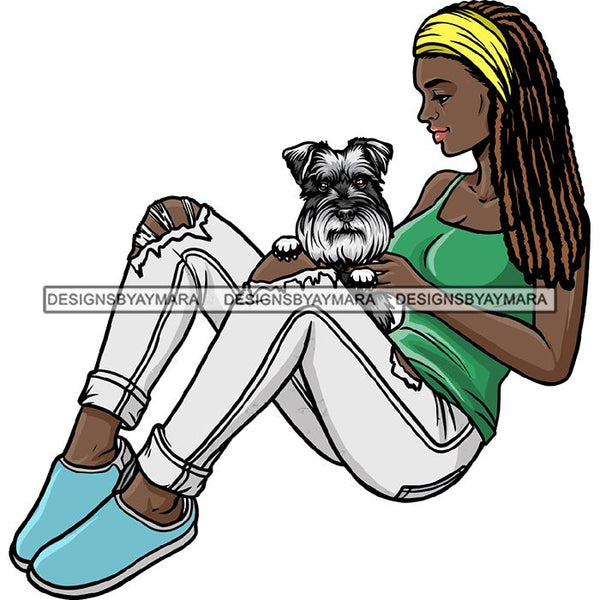 Beautiful Woman Dod Breed Schnauzer Pet Animal Best Friend Mascot Goddess SVG Cutting Files