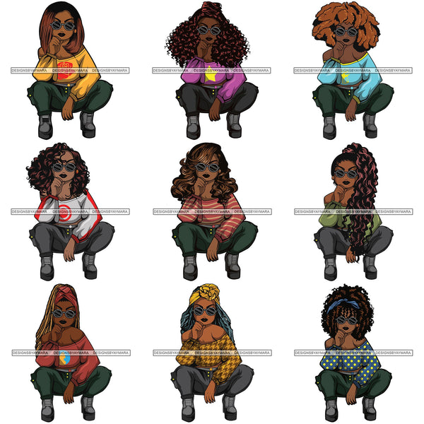 Bundle 9 Afro Lola Boss Lady Diva Style .SVG Cutting Files For Silhouette and Cricut and More!