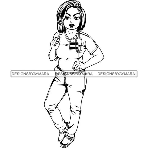 Afro Lola Nurse Medical Occupation SVG Cutting Files For Cricut Silhouette and More