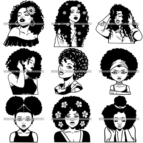 Bundle 9 Afro African American Lady Woman Classy Nubian SVG Cutting Files