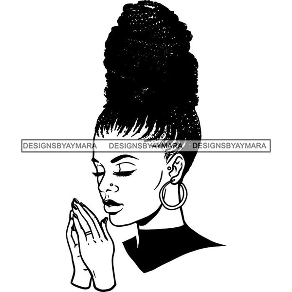 Afro Woman Praying Goddess Hot Seller Design SVG Cutting Files