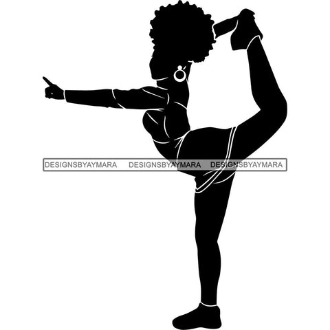 Afro Cheerleader Woman SVG Cutting Files For Silhouette Cricut and More