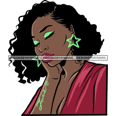 Ebony Afro Woman Nubian Melanin Brown Skin Makeup Model Glasses Accesories SVG Cut Files