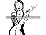 Woman Smoking Pot Deadlock Braids Hairstyle Rasta Queen Blunt Weed Cannabis 420 Marijuana Stoner High Life .SVG Cut File For Silhouette and Cricut