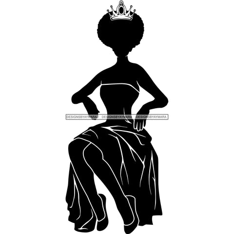 Afro Queen Silhouette SVG African Goddess Cutting Files 1