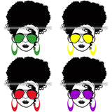 Bundle 4 Afro Lola Boss Lady Dope Diva Glamour Wearing Glasses Accesories .SVG Cut Files