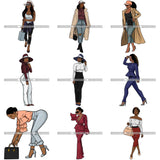 Bundle 9 Fashion Diva Glamour Afro Classy Sexy Lady SVG PNG JPG Vector Files For Cutting and More