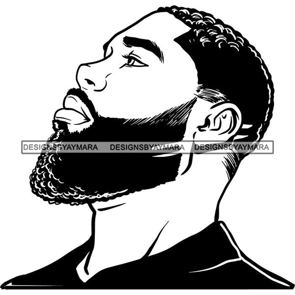 Attractive Man Bearded Hipster Model Fashion Male Guy Stylish Mustache Close-up Sexy Macho Manly SVG Files For Cutting