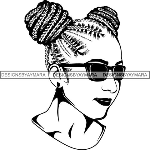 Afro Woman Braids Dreads Dreadlocks Hairstyle SVG Cut Files For Silhouette and Cricut