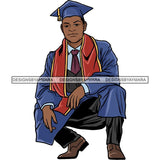 Afro Man Graduation Achievement Hard Work Diploma Success Robe Cap Certificate College SVG Cutting Files