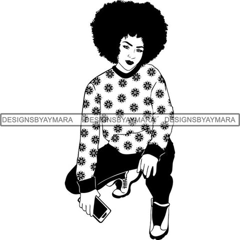 Afro Sexy Goddess Melanin Woman Queen Tattoo SVG Cut Files For Silhouette and Cricut