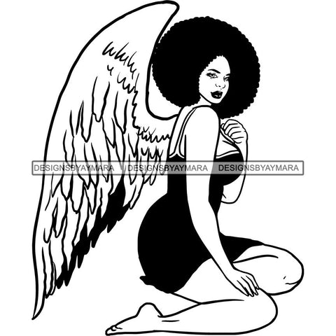 Afro Angel Black Woman SVG Cutting Files For Silhouette Cricut and More