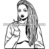 Woman Smoking Pot Joint Blunt Stoned High Life Weed Leaf Marijuana Grass Relax Chill SVG Cutting Files