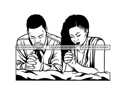 Black Couple Praying God Together SVG  Cut Files