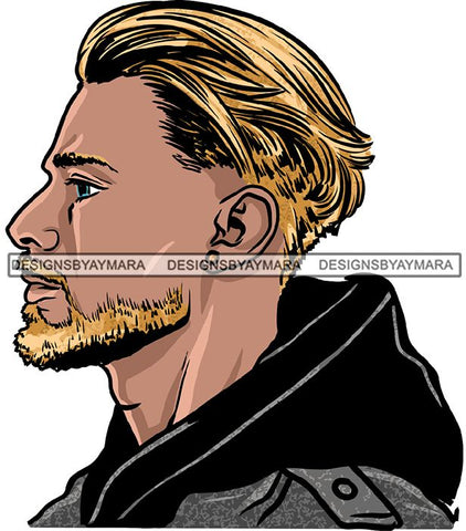 Attractive Caucasian White Man Bearded Hipster Model Fashion Male Guy Hombre Masculino Guapo Stylish Close-up Sexy Macho Manly SVG Files For Cutting