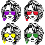 Bundle 4 Afro Lola Boss Lady Dope Diva Glamour Wearing Glasses Accesories .SVG Cut Files