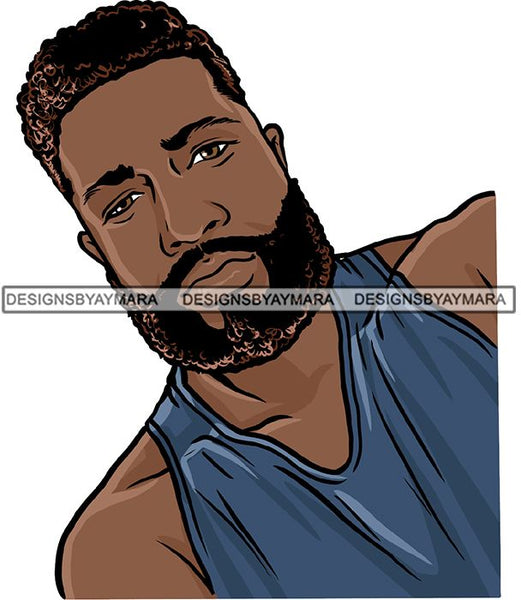 Attractive Black Man Bearded Hipster Model Fashion Male Guy Hombre Masculino Guapo Stylish Close-up Sexy Macho Manly SVG Files For Cutting