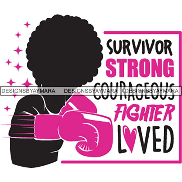 Strong Afro Woman SVG Cancer Survivor Cutting Files For Silhouette Cricut and More