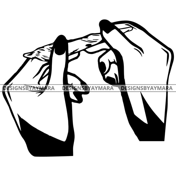 Hands Rolling A Joint In BW Outline SVG JPG PNG Vector Clipart Cricut Silhouette Cut Cutting