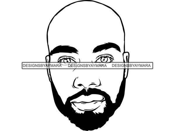 Black Man African Model Confidence Bald Beard Power Male Attractive Strength Men Power Fit Build Healthy .SVG .EPS .PNG Vector Clipart Digital Download Circuit Cut Cutting