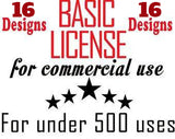 16 Designs Basic Commercial License for Commercial Use of Patterns, Graphic Design - unlimited prints / usage