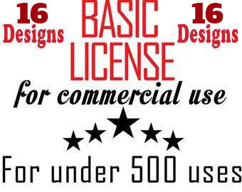 16 Designs Basic Commercial License for Commercial Use of Patterns, Graphic Design - unlimited prints / usage