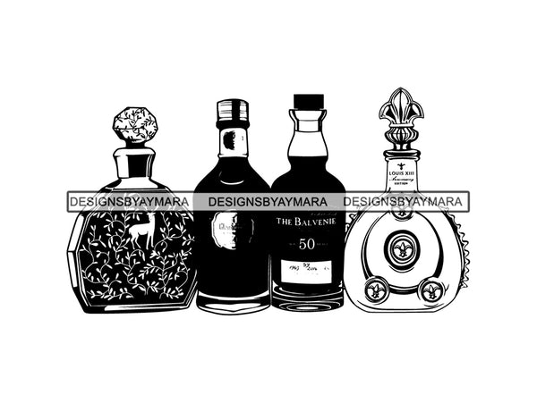 Louis Black Pearl Alcohol Cognac Bottle Box Glass Bourbon Drink Beverage Expensive Liquor Brandy .PNG .SVG Clipart Vector Cricut Cut Cutting