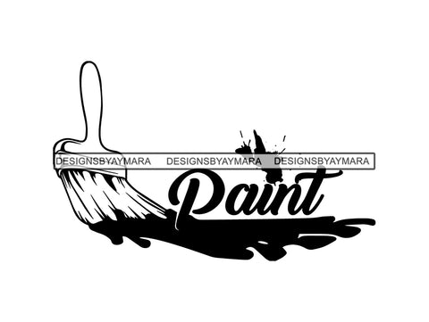 Paint Brush Splatter Text Design Logo Vector Concept Stroke Painting Tool Bristle Streak Drip Art  .SVG .EPS .PNG Vector Space Clipart Digital Download Circuit Cut Cutting