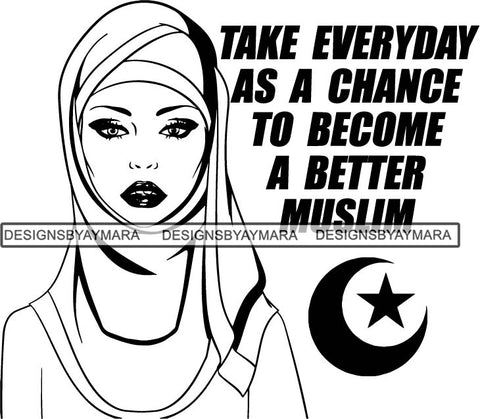 Beautiful Muslim Woman SVG Hijab Goddess Queen Diva Classy Lady  .SVG .EPS .PNG Vector Clipart  Cricut Circuit Cut Cutting