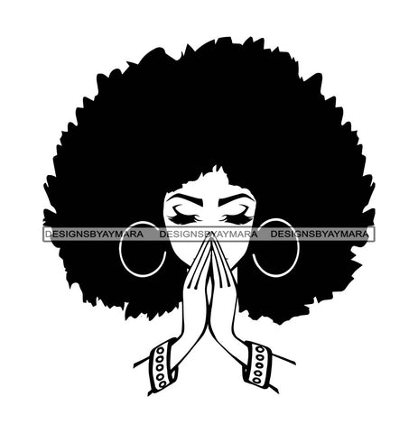 Afro Woman #1 Praying God .SVG .EPS .PNG .Jpg Vector Clipart Cricut Circuit Cut Cutting