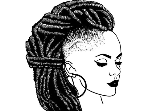 Afro Woman SVG Braids Dreads Locs Hairstyle Cutting Files.