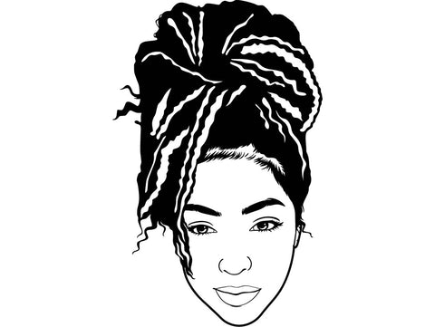 Afro Woman SVG Braids Dreads Locs Hairstyle Cutting Files.