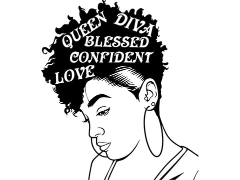 Afro Beautiful Black Woman SVG African American Ethnicity Afro Puffy Hairstyle Beauty Salon Queen Diva Classy Lady  Beautiful People Beauty Salon Princess