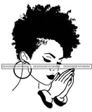 Afro Woman Praying God Quotes African American Lady Nubian Queen Diva  .SVG .EPS .PNG Vector Space Clipart Digital Download Circuit Cut Cutting