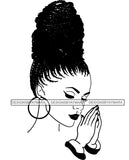 Afro Woman Praying God .SVG .EPS .PNG .Jpg Vector Clipart Cricut Circuit Cut Cutting